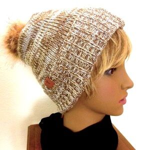 Frye Cable Knit Pompom Knit Beanie OS
